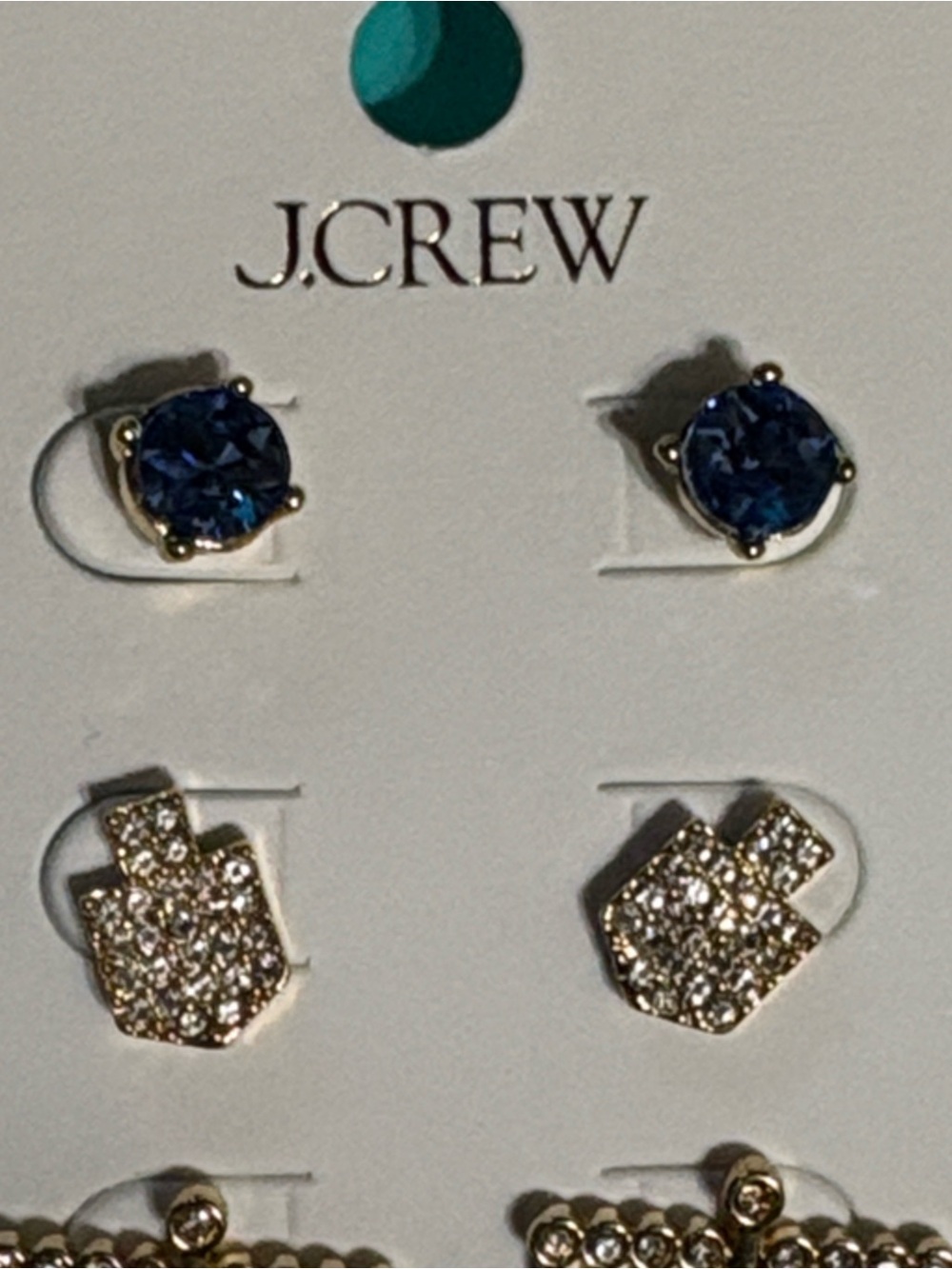 NWT J.Crew Gold & Blue Hanukkah Earring Trio - Picture 5 of 8